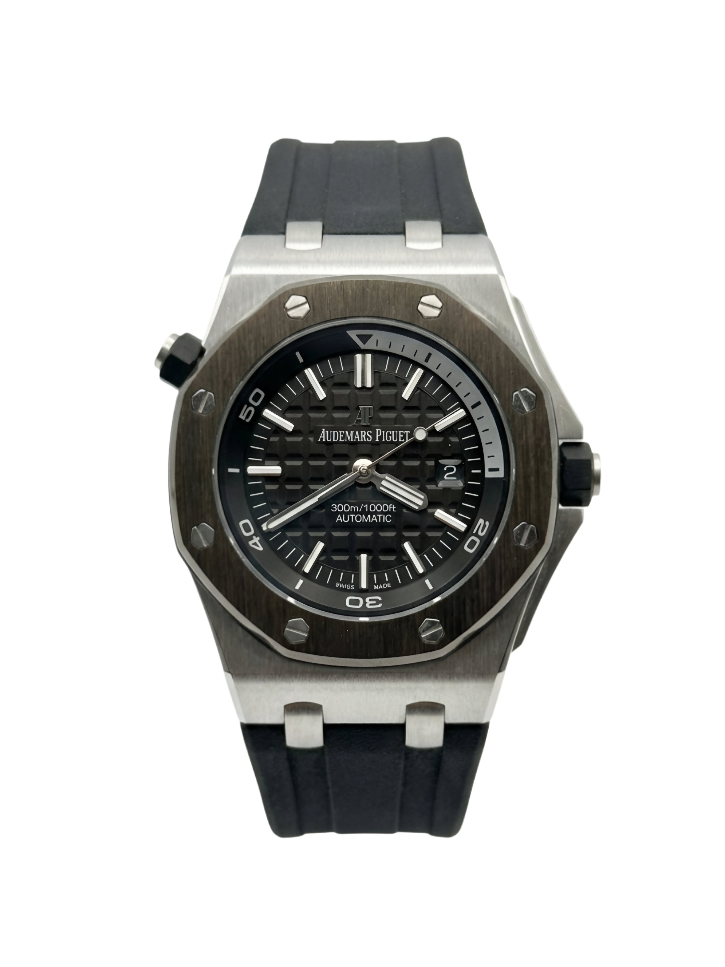 Audemars Piguet Royal Oak Offshore Diver - Silver Steel & Black Rubber Strap Watch