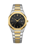 Bestwin Luxury Octagonal Quartz Watch - Two-Tone Gold & Silver with Black Dial