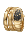 Bvlgari Serpenti Tubogas - 18K Gold Double Spiral Watch with Black Sunray Dial
