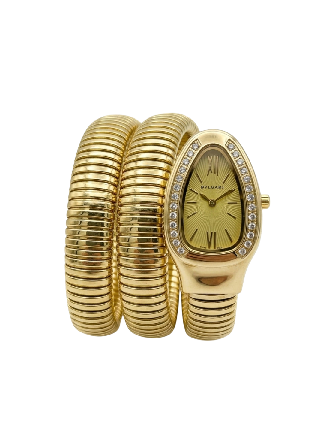 Bvlgari Serpenti Tubogas - Gold Double Spiral Watch with Diamond Bezel