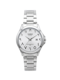 Casio Enticer Silver Watch – Classic White Dial with Arabic Numerals
