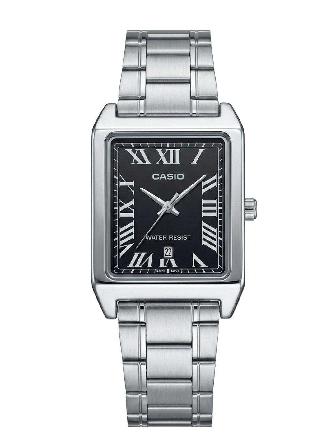 Casio LTP-V007D-1B Elegant Rectangular Watch - Black Dial & Silver Steel