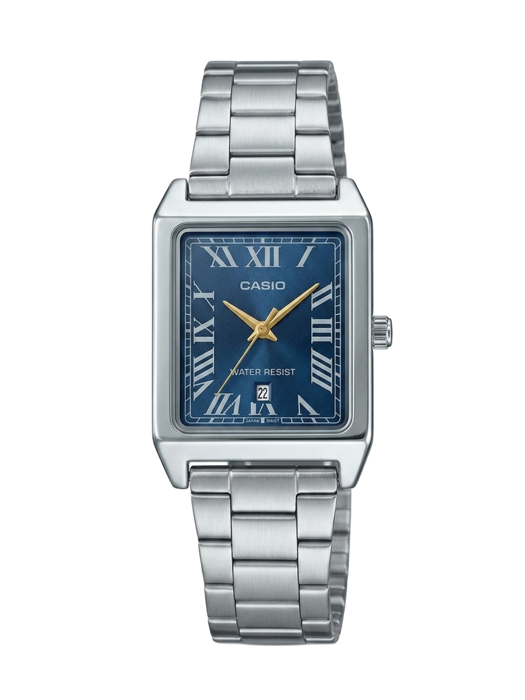 Casio LTP-V007D-2B Vintage Rectangular Watch - Deep Blue Dial & Silver Steel