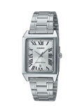 Casio LTP-V007D-7B Classic Rectangular Roman Numeral Watch - Silver Steel