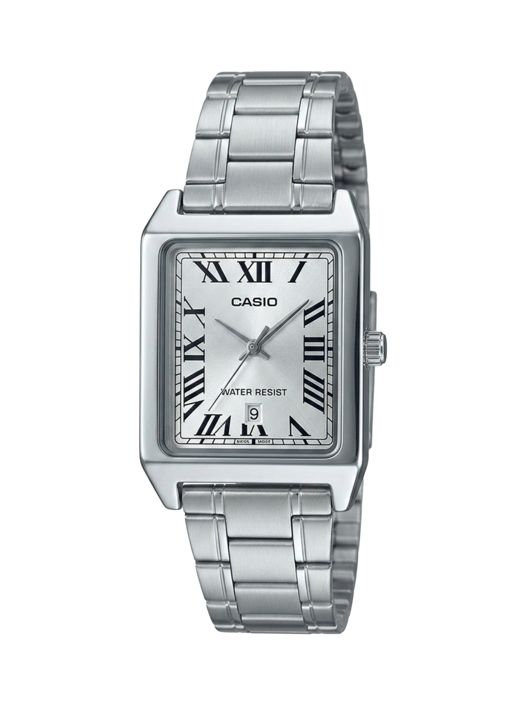 Casio LTP-V007D-7B Classic Rectangular Roman Numeral Watch - Silver Steel