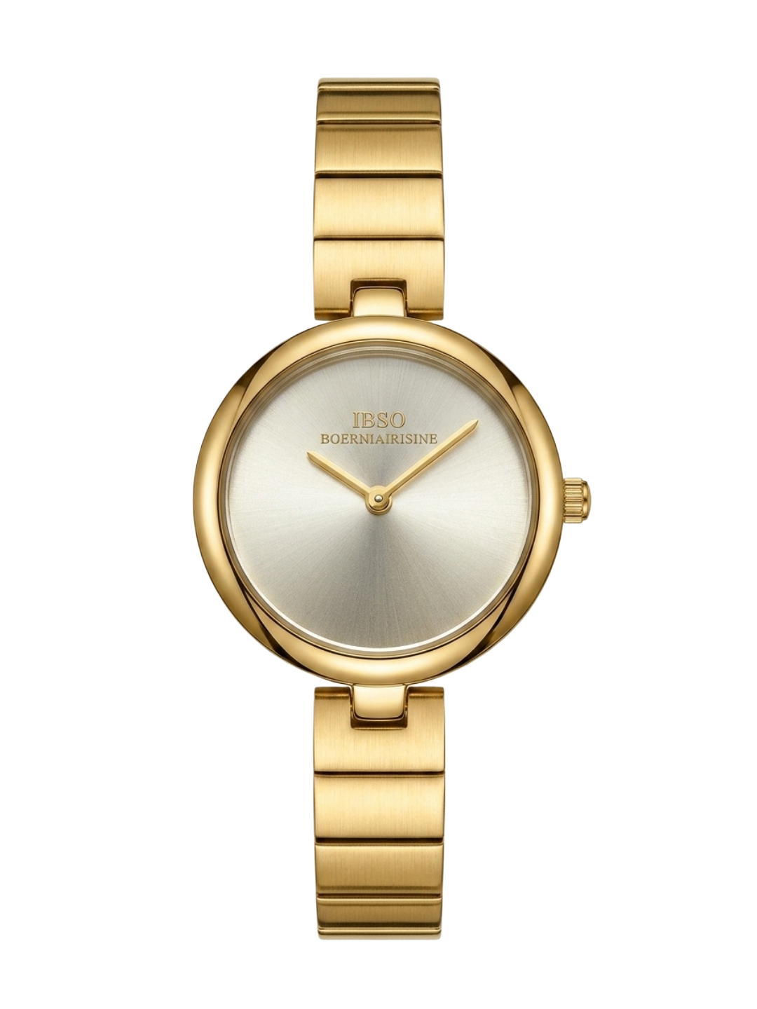 Elegant Choice: IBSO Luxury Women's Gold Watch with Silver Sunray Dial