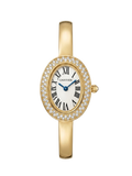 Diamond-Encrusted Luxury Gold Bangle Watch – Elegant Oval Roman Dial