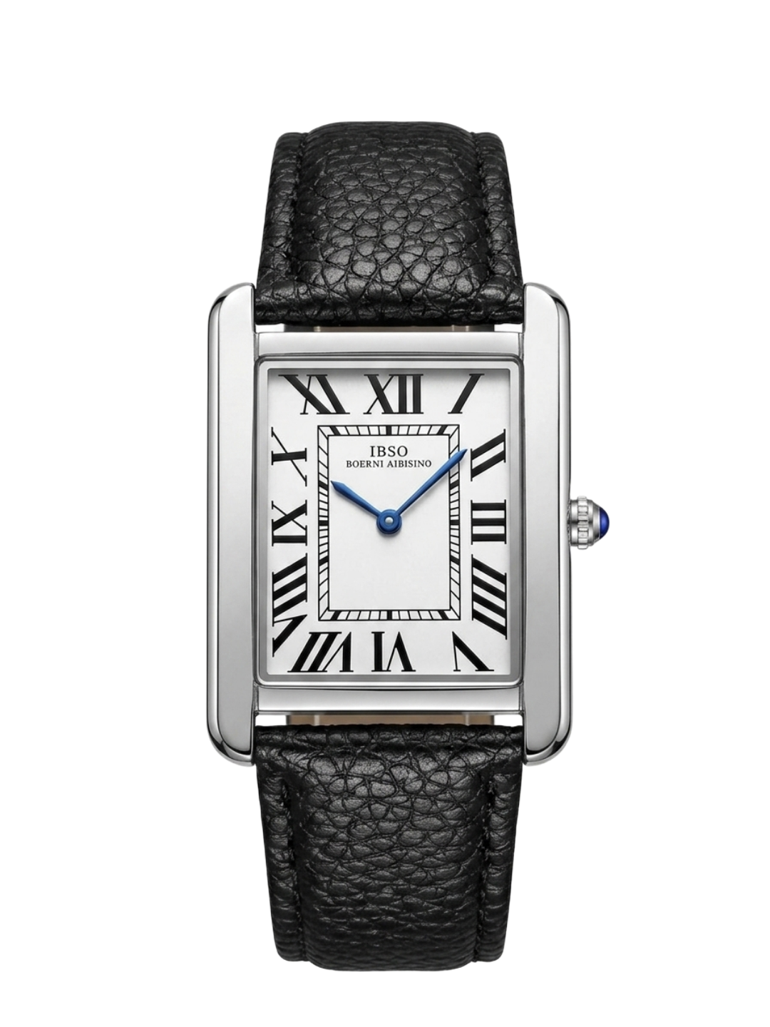 IBSO Luxury Rectangular Quartz Watch - Classic Black Leather Strap