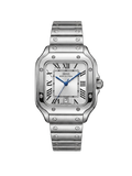 IBSO Luxury Santos Edition Watch - Square Roman Dial Silver Stainless Steel for Men
