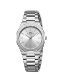 IBSO Minimalist Silver Sunray Watch - Slim Octagonal Stainless Steel Men's Wristwatch