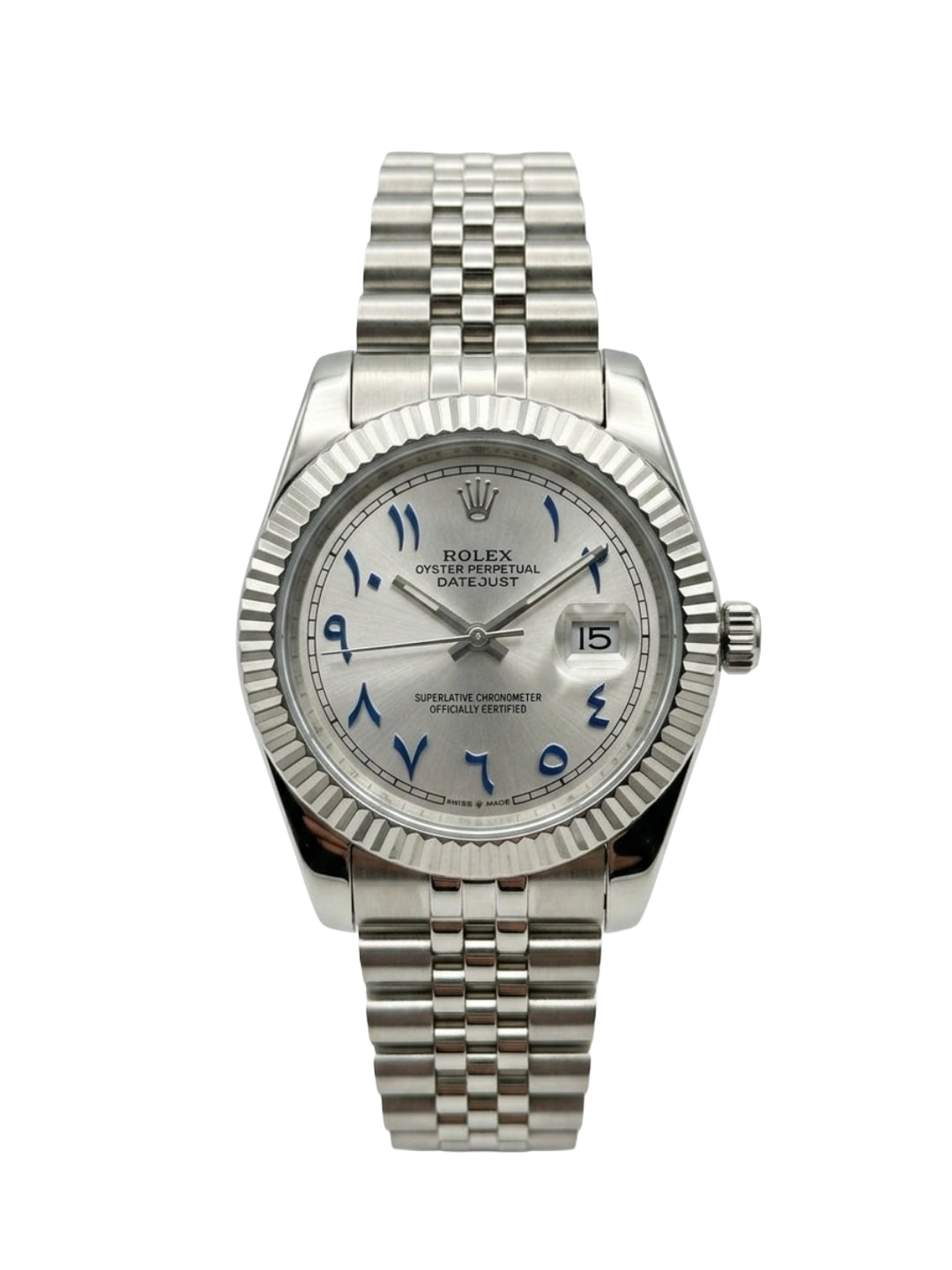 Rolex Datejust 41 - Silver Dial with Blue Arabic Numerals & Jubilee Bracelet