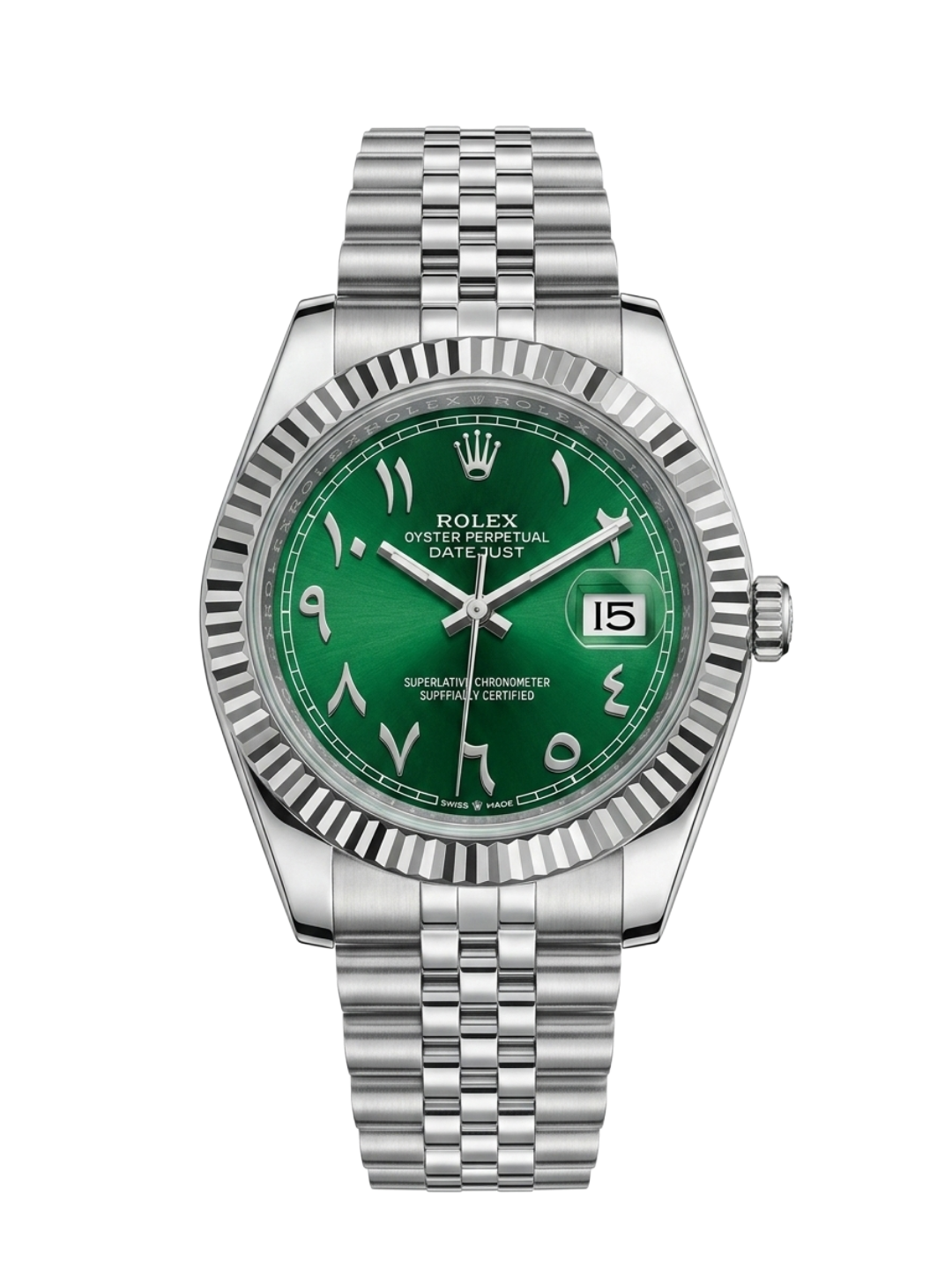 Rolex Datejust 41 - Olive Green Arabic Dial & Silver Jubilee Bracelet
