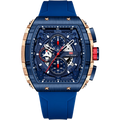 Mini Focus Men’s Luxury Watch - Royal Blue Silicone Strap & Rose Gold Tonneau Case Chronograph