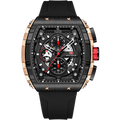 Mini Focus Men’s Luxury Watch - Black Silicone Strap & Rose Gold Tonneau Case Chronograph