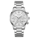 Mini Focus Men's Silver Stainless Steel Chronograph Watch - Luxury Quartz Wristwatch with Date Display