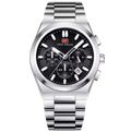 Mini Focus Men's Executive Black Watch - Silver Stainless Steel Chronograph