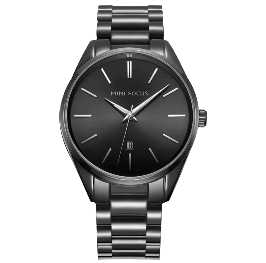 Mini Focus Men's Classic Gunmetal Watch - Minimalist Stainless Steel Wristwatch with Date Display