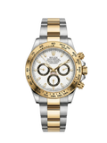 Luxury Two-Tone Gold & Silver Chronograph Watch with White Racing Dial