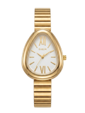 Luxury Snake-Style Teardrop Gold Watch with White Minimalist Dial