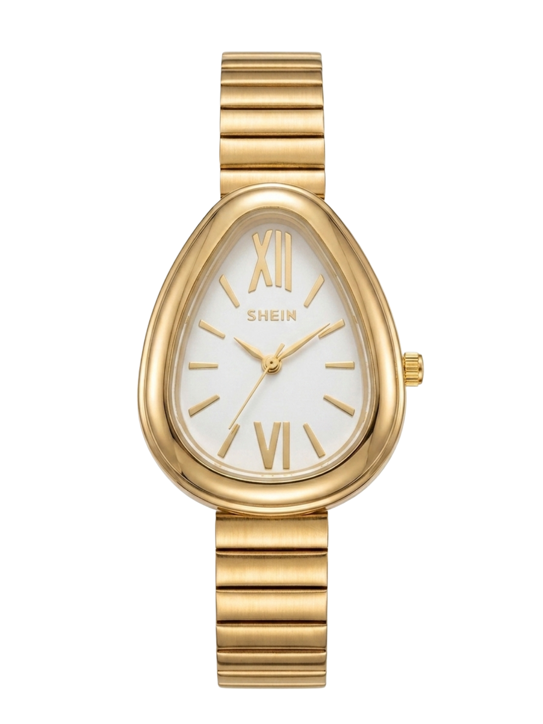 Luxury Snake-Style Teardrop Gold Watch with White Minimalist Dial