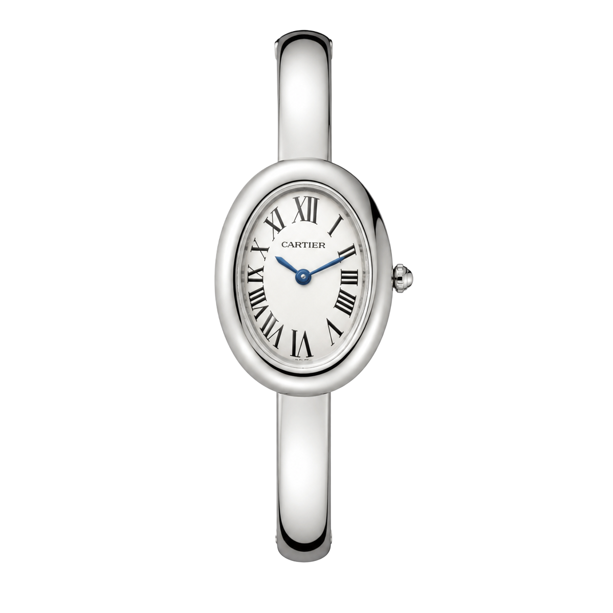 Luxury Silver Oval Bangle Watch – Elegant Roman Numeral Dial for Women