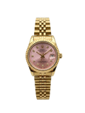 Luxury Gold Datejust Watch – Elegant Pink Sunray Dial with Diamond Hour Markers