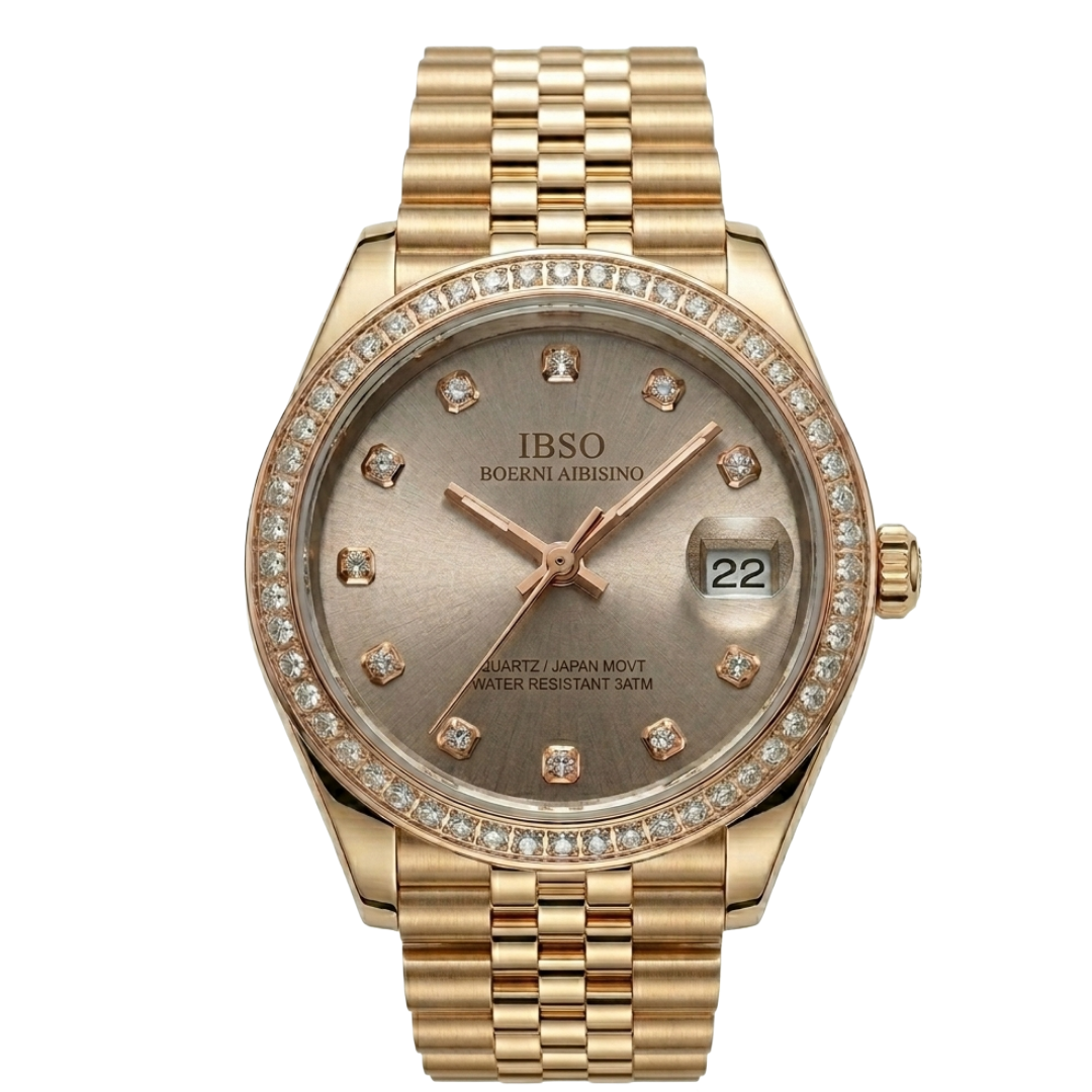IBSO Rose Gold Luxury Crystal Watch for Women