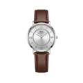 IBSO Classic Roman Numeral Watch – Silver Sunray Dial with Dark Brown Leather Strap