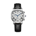 IBSO Luxury Chronograph Men's Watch – White Guilloché Dial with Black Crocodile Leather Strap