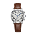 IBSO Luxury Chronograph Men's Watch – Silver Case with Dark Brown Crocodile Leather Strap