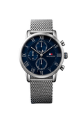 Tommy Hilfiger Men's Chronograph Watch with Blue Dial and Stainless Steel Mesh Band