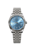 Rolex Oyster Datejust Glassy Back Silver/Light Blue Dial Men