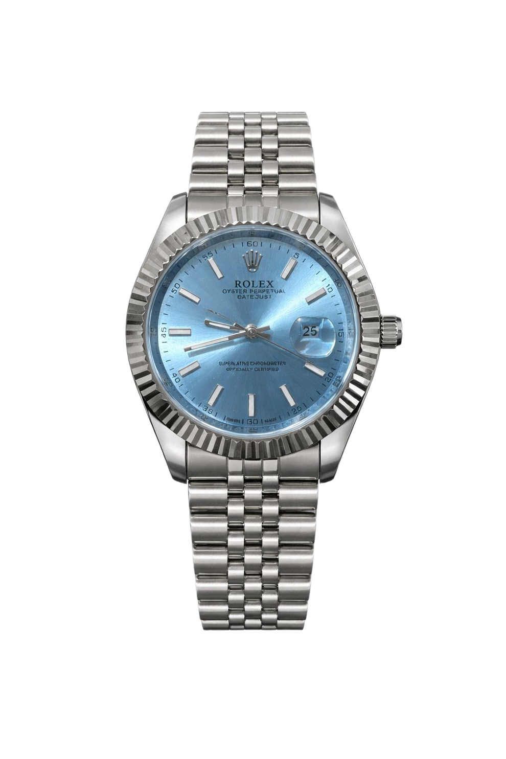 Rolex Oyster Datejust Glassy Back Silver/Light Blue Dial Men