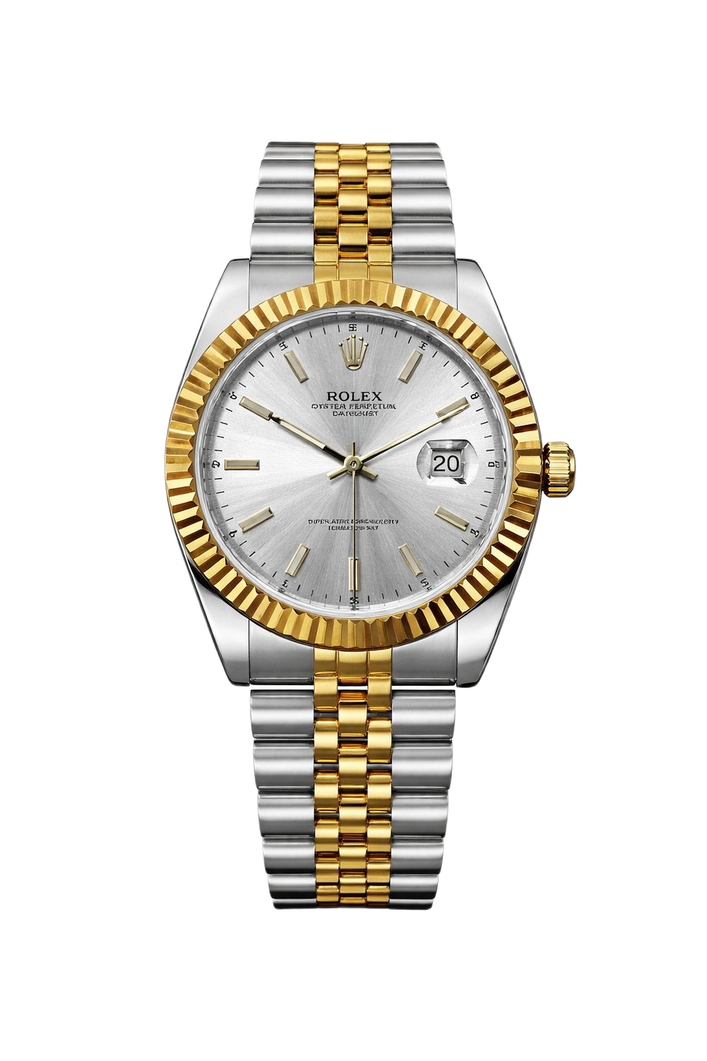Rolex Oyster Datejust Glassy Back Gold/Silver Silver Dial Men